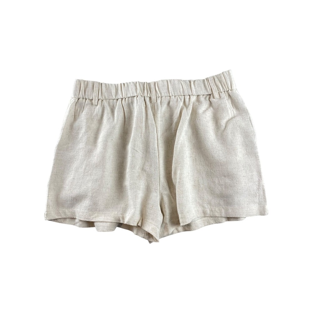 Blenca Young Contemporary Linen Blend Pleated Shorts Beige XL Elastic Waist - Picture 5 of 5
